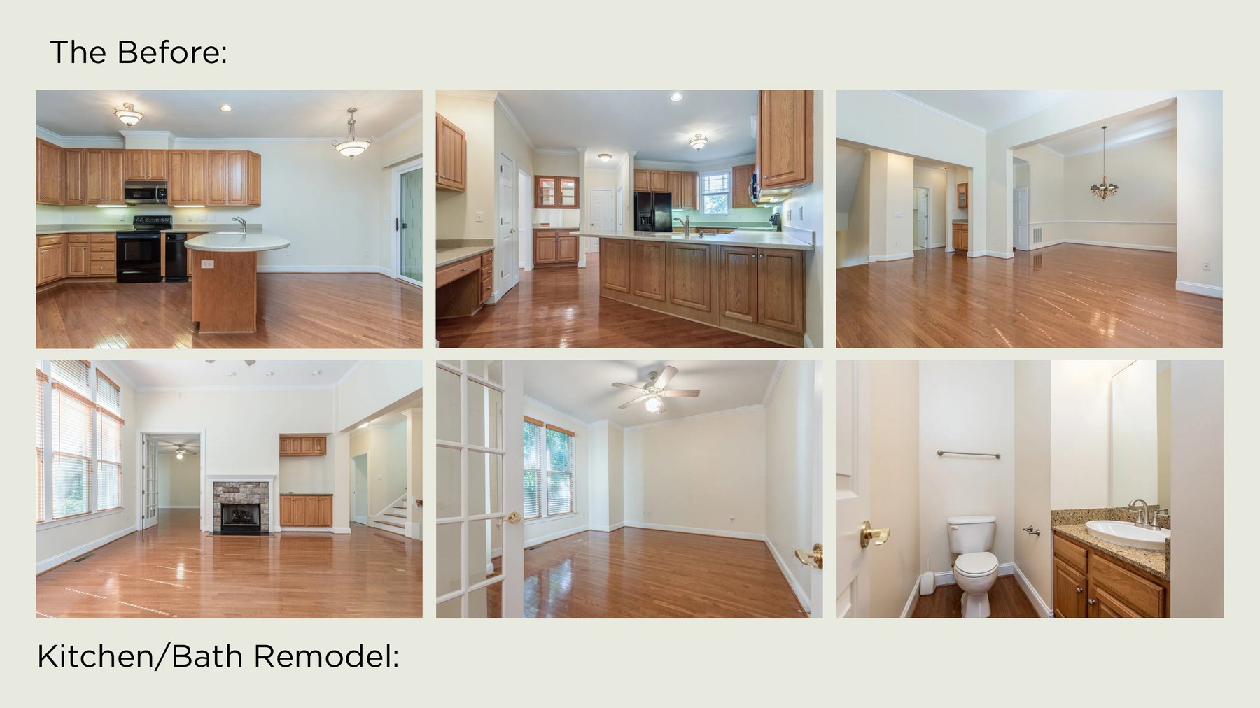 Before photos for a kitchen and bath remodel