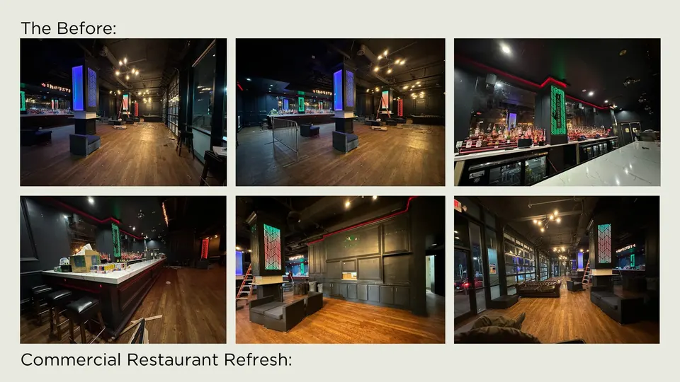 Before photos for a commercial restaurant refresh