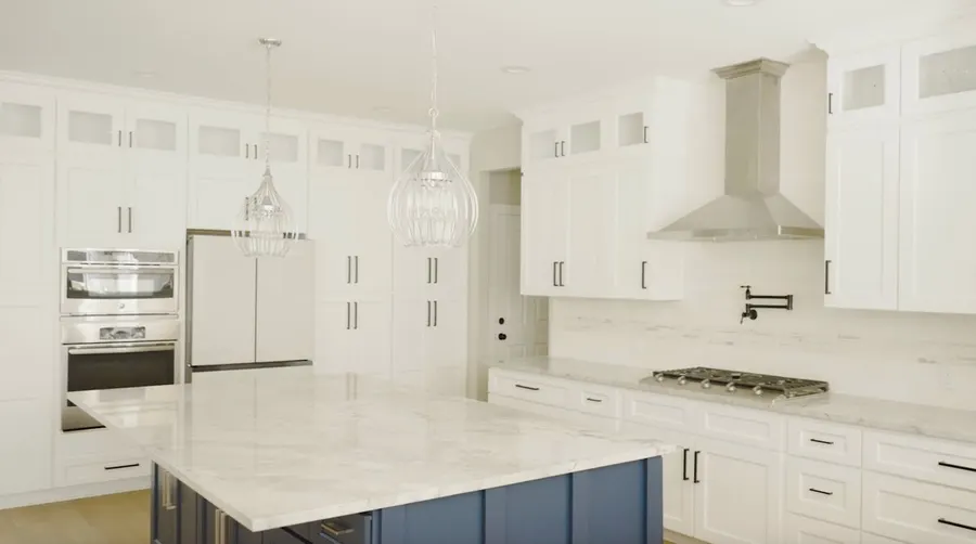 Completed Raleigh-area kitchen remodel with custom island and cabinetry